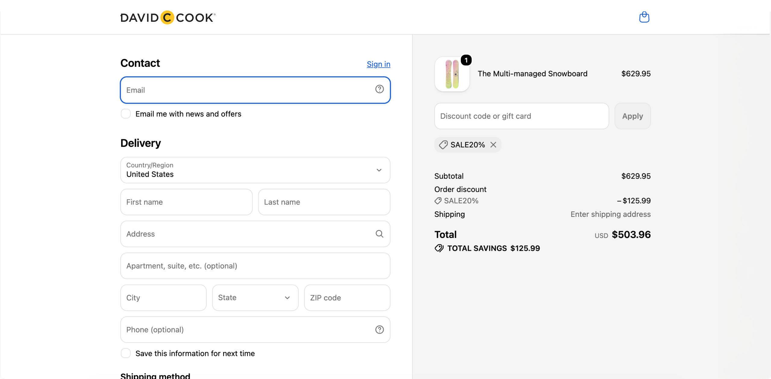 Order Discount admin screen